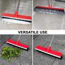 15.7 Inch Floor Scrub Brush Removable Stainless Steel Handle 2 in 1 Scrape Brush Stiff Bristle Shower Scrubber for Cleaning Patio Bathroom Garage Kitchen Wall Deck Tub Tile 52.4 inch Tall