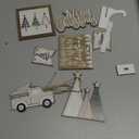 Shellwei 20 Pcs Neutral Christmas Tiered Tray Decor Rustic Winter Tiered Tray Farmhouse Christmas Decoration Xmas Trees Gnome Elk Snowflake Wooden Signs for Home Table Shelf