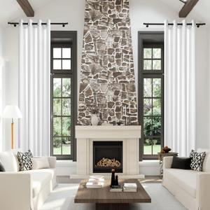 Extra Long Semi Privacy Sheer Curtains 18FT, Non-See-Through Grommet Light Filtering Drapes for 2 Story Tall Windows Living Room, 1 Panel 52x216 White