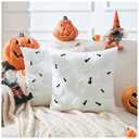 Seoenlin Halloween Pillow Covers 18x18 inch Set of 2 White Throw Pillow Cases Soft Plush Cushion Case for Chair Sofa Bedroom Living Room Home Decor (White Pumpkin) Pack of 2