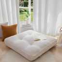 HIGOGOGO 35" Floor Pillow Cushion for Adults, Meditation Cushion Pillow, Extra Large Square Floor Sitting, Tufted Corduroy Cover for Tatami Living Room or Yoga, Beige