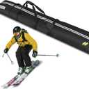 Hikeen Ski Bag for Air Travel,Full Padded Ski Bag Protection, Waterproof Reinforced Ski Travel Bag Fits for Skis Up to 215 CM, Perfect for Skiing, Storage and Transport