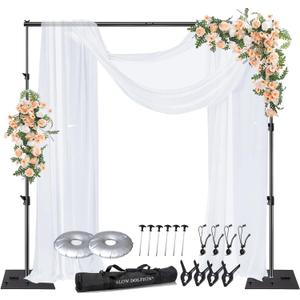 SLOW DOLPHIN Pipe and Drape Photography Backdrop Stand Kit Adjustable Photo Background Stand 10ft x 10ft with Metal Base for Parties Weddings Birthday Party Events Photo Booth(Black)