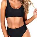 Tempt Me Women Two Piece Scoop Neck Bikini Crop Top Swimsuit Sporty High Waisted Bathing Suit Size XL