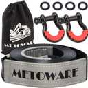 METOWARE Recovery Tow Strap Kit 3" x 20ft, Heavy Duty Recovery Strap 35,000lbs Break Strength with 3/4" D Ring Shackles(2pcs) & Storage Bag, Emergency Off Road Towing Rope for SUV, UTV, ATV, Truck (3"x20ft, Shackle+Strap)
