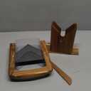 Annie & Mia Design Premium Acacia Wood Bagel Slicer for Small Bagel, Stainless Steel Blade, Bagel Cutter with Safety Shield and Safe Grip