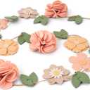 Handmade Felt Flower Garland, Flower Party Decorations, Pre-Strung Spring Garden Decorations for Girls Women Mom, Floral Birthday Party Decor
