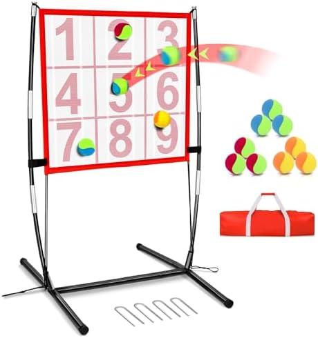 BaseGoal Dart Board, Velcro Target Toss Set with Sticky Balls and Support Frame, Indoor/Sport Outdoor Party Recreation Game, Easy Set Up with Carry Bag