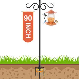 Adjustable Shepherd Hooks for Outdoor,1 Pack 90 Inch 5 Prong Base Bird Two Sided Feeder Poles,Heavy Duty Shepherds Hook,Suitable for Garden in Hanging Flower Basket,Lantern,Bird Nests(1 Pack 90 inch)