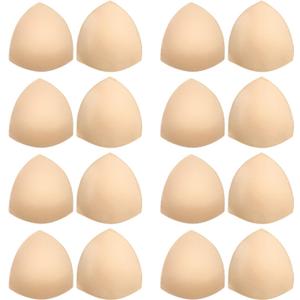 Bra Pads Inserts 8 Pairs, Triangle Bra Cups, Removable Breast Enhancers for Women, Fits A/B Cup Sports Bras, Bikinis, Swimsuits (Beige), A-Cup/B-Cup
