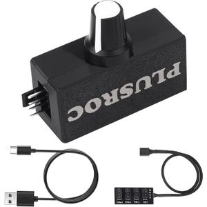 PlusRoc 12V PWM PC Fan Controller with USB Type-C Power Cable & 4-Pin 4-Way Fan Hub Splitter, DC 12V Fan Speed Controller, 8W Output(Lite)