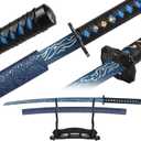 Hand-Forged Samurai Sword Carbon Steel Katana with Full Tang Structure, Traditional Style Practice Sword for Iaido Training, Collection & Home Display (Stand Excluded)