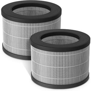 Fil-fresh 2-Pack MK01 & MK06 Replacement Filter, Compatible with AROEVE MK01 & MK06, ToLife TZ-K1, Kloudi DH-JH01 Air Purifier, 4-in-1 H13 True HEPA & Activated Carbon, Smoke Removal Version (Grey)