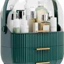 Makeup Organizers and Storage Make up Organizer for Vanity Cosmetics Skincare With Lid and Drawers Display Cases for Countertop Bathroom Women Teenager Girl Gifts(Dark Green)