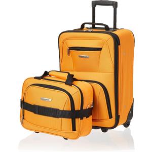 Rockland Fashion Softside Upright Luggage Set,Expandable, Orange, 2-Piece (14/19)