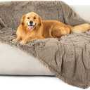 Bedsure Waterproof Dog Blankets for Large Dogs - Calming Cat Blanket for Bed Couch Protector Washable, Long Faux Fur Pet Throw Blanket for Puppy, Reversible Furniture Protection, 60"x80", Brown