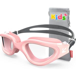 ZIONOR Kids Swim Goggles, G1MINI SE Anti-Fog Swimming Goggles for Kid Child 6-14 (A0 Clear Lens - Pink)