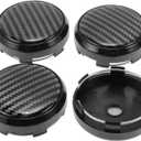 ACROPIX 4 Pcs Wheel Center Caps Hub Caps Rim Center Caps 2.42" 2.60" Wheel Caps Hubcap Center Covers Black Cover with Carbon Fiber Label Plastic 6 Clips Black
