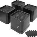 4 Pack Bed Risers Heavy Duty, Adjustable Furniture Risers for Bed Couch Sofa Desk Chair Blocks, Lift Height 1.5", 3" or 4.3" (Black, Two Layers 3 Inches)