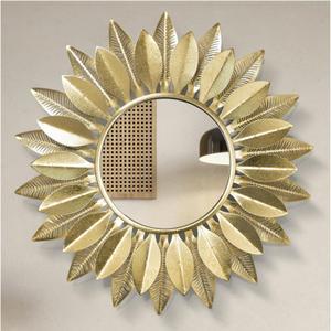 24" Gold Sunburst Decorative Wall Mirror – Handmade Flower Design, Luxury Round Accent Mirror Boho Wall Decor for Bedroom,Entryway, Dining Room & Kitchen