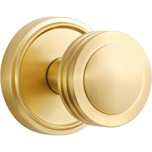2 Pack Dummy Gold Door Knobs Satin Brass Interior Dummy Door Handle Single Sided Decorative,Zinc Alloy