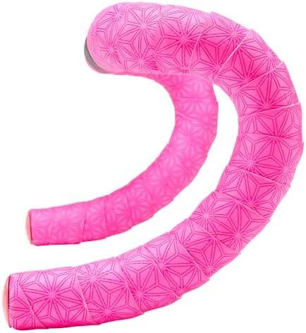 Supacaz Super Sticky Kush - Neon Pink + Pink Star Plugz - Bicycle Bar Tape Cycling Bike Handlebar Tape