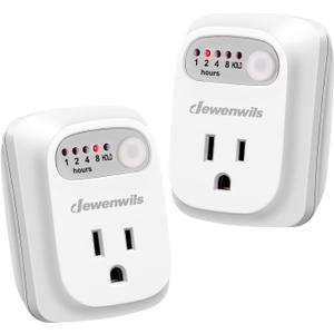 DEWENWILS Indoor Countdown Timer Outlet 2Pack, Timers for Electrical Outlets, 125V/15A/1000W Auto Shut Off Safety Outlet, One 3-Prong Grounded Outlet, Light Timers, 1/3 HP, UL Listed