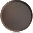 New Star Foodservice Non-Slip Tray, Plastic, Rubber Lined, Round (Brown, 14-Inch)
