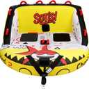 Towable Tube for Boating, 2 Person Sofa Style Inflatable Towable with Backrest, Heavy Duty Nylon Water Tow Tube with Quick Connect for Lake & Water Sports(Shark Sofa)
