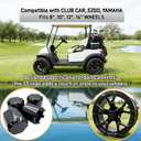 Golf Cart SS Wheel Center Cap Cover, ITP Push in Style Wheel Hub Caps Dust Cover for EZGO Club Car Yamaha and Other Models 8,10,12,14 inch Wheel,4 PCS(Gloss Black with Black SS)