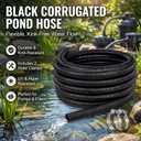 Pond Hose 2"ID × 10ft Black Corrugated Flexible Pump Tubing & 2 Clamps