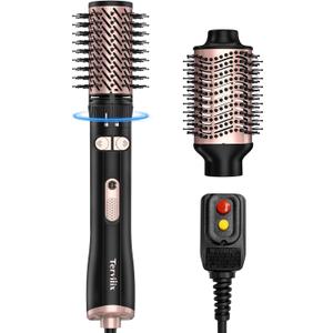 Terviiix 2-in-1 Hot Air Brush Set | 2'' Rotating Blow Dryer Brush for Smooth, Frizz-Free Salon Blowout | 3'' Oval Hair Dryer Brush Volumizer (Non-Rotating), Easy to Clean Detachable Design, 1000W
