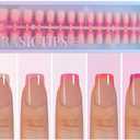 Misssix XBASICTIPS French Tip Press On Nails, 150Pcs Pink Press On Nails Short Square, French Soft Gel Nail Tips, Pre-shaped No Need to File 3 in 1 Tips, Fake Nails for Nail Art DIY Designs 15 Sizes