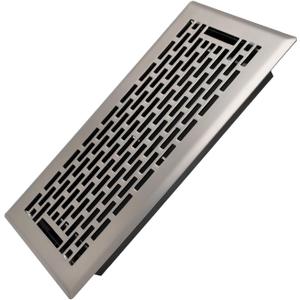 Howeall 4x10 Inches Heavy Duty Walkable Floor Register - Easy Adjust Air Supply Lever Decorative Floor Vent Covers - Boston Design Vent Covers for Home - Satin Nickel