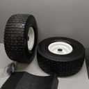15x6.00-6 Flat Free Lawn Mower Tire and Wheel, Comes with Tire Saver Ramp, 15x6-6nhs Riding Mowers Lawn Tire and Wheel with 3/4" Bearing, 3" Centered Hub, 2 Pack