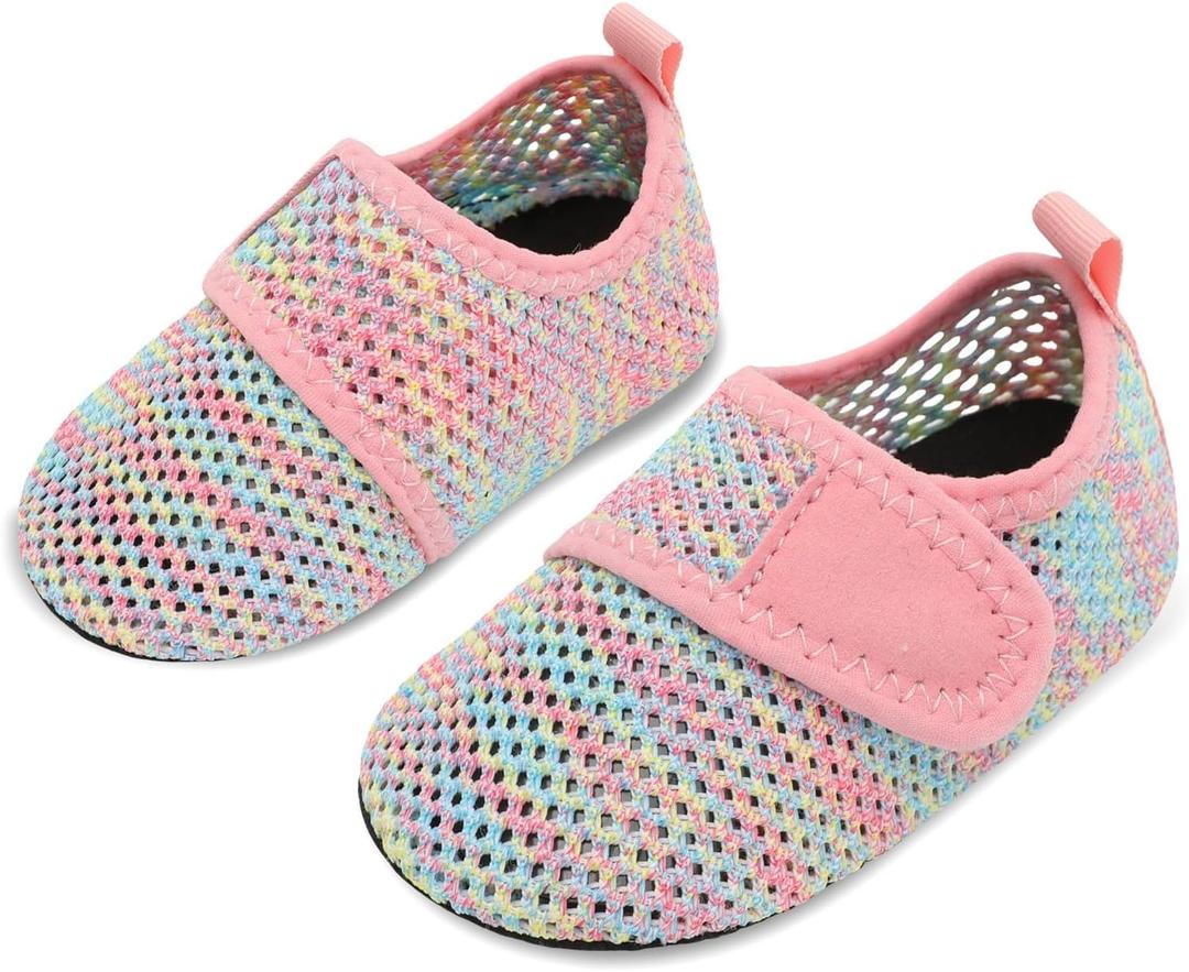 JIASUQI Baby Boys and Girls Barefoot Swim Water Skin Shoes Aqua Socks for Beach Swim Pool (Pink)