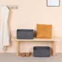 MiniArk Large Storage Baskets for Shelves, Closet Organizers Bins for Clothes Blanket Towels, Baby Nursery, Toy Baskets Box, Woven Rope Baskets, 17 x 13 x 7.5, 3 Packs Dark Gray