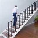 U Shaped Handrail, Indoor Stair Railing, Matte Black Railings for Stairs, Hand Rails for Outdoor Steps, Floor Mounted Industrial Hand Rail for Stairs Garden Loft Corridor, 1pcs(Tall: 95cm/3.1ft)