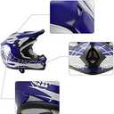 TCT-MOTORPARTS DOT Kids Youth Motocross Helmets ATV Off-Road Dirt Bike Motorcycle Full Face Blue Skull Helmet+Gloves+Goggles Medium