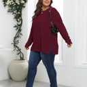 KARALIN Womens Plus Size Tops Fall CrewNeck Waffle Knit Long Sleeve Shirts Side Slits Oversized Sweater Pullover (XXL)