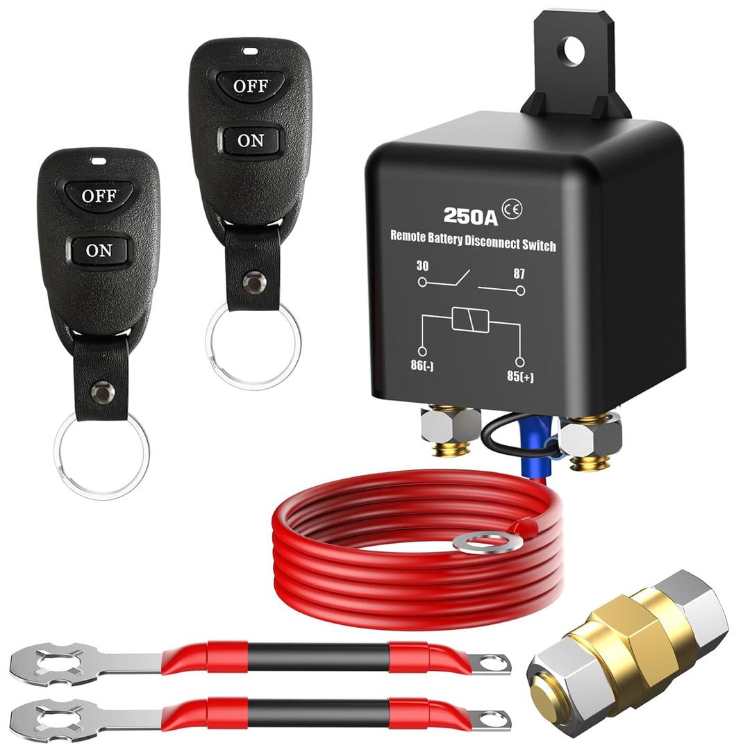 Side Post Remote Battery Disconnect Switch 12v, 250A, Upgrade Prevent Battery Drain, Easy Installation, Secure Protection for Cars, RVs, Boats, and More