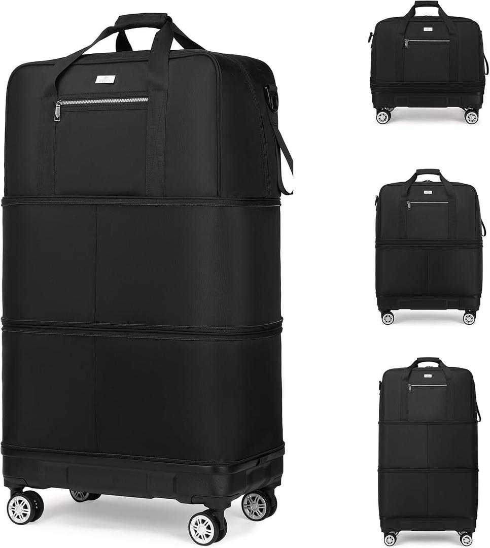 SOBIY Large Expandable Foldable Luggage Collapsible Suitcases Rolling Travel Duffel Bag Lightweight Carry-on Suitcase with Spinner Wheels &Anti-Collision Base Case for Women and Men,BLACK SOBIY Large Expandable Foldable Luggage Collapsible Suitcases Rolling Travel Duffel Bag Lightweight Carry-on Suitcase with Spinner Wheels &Anti-Collision Base Case for Women and Men,BLACK