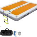 AWEMUFA 10ft x 6.6ft x 8inches Floating Dock with Non-Slip PVC Surface Inflatable Swim Platform Dock, Water Mat Inflatable Raft Island for Lake Pool Beach Ocean