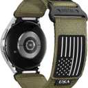 Rugged Nylon Band for Samsung Galaxy Watch 6 Classic 47mm 43mm/5 Pro 45mm/Watch 7 FE 6 5 4 44mm 40mm/4 Classic 46mm 42mm,One Click Attachment,No Gap Fabric Sport Band Adjustable Strap for Men Women,S (Large(165-190mm), ArmyGreen)