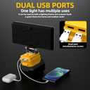 8" Cordless LED Work Light for Dewalt 20V Battery, Two Levels Adjustable Flood Light up to 90W 5400 Lumens with USB Charging Port, Portable LED Flashlight for Work, Camping, Outdoor(No Battery)