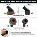 1.25 Inch Premium Soft Horse Hair Vacuum Brush Plus Vacuum Hose Adapter Kit Compatible with Shop Vac Hose 2-1/2'' & 1-1/4'' - Vacuum Attachment for Car Detailing, Furniture & Baseboards