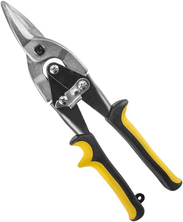10 Inch Aviation Tin Snips, Heavy Duty Chrome Vanadium Steel Metal Cutter Shears for Cutting Sheet Metal, CR-V Straight Cut