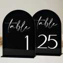 Black Arch Acrylic Table Numbers with Stands 1-25, 5x7" Black Arched Acrylic Sign and Base, Arch Table Numbers for Wedding Reception