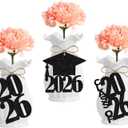 3 x 24Pcs Black Glitter 2026 Graduation Cutouts Tags, Class of 2026 Graduation Tags 2026 Cutouts for 2026 Graduation Party Table Decorations Black