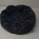 Whiskers & Friends Cat Bed, Cat Beds for Indoor Cats Washable, Orthopedic Soft Fluffy Round Calming Pet Bed for Small to Large Kitty Kittens & Dogs, Small Dog Beds & Furniture (23.00" x 23.00" x 7.00", Navy-Grey)